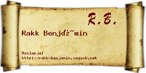 Rakk Benjámin névjegykártya