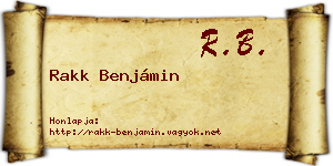 Rakk Benjámin névjegykártya